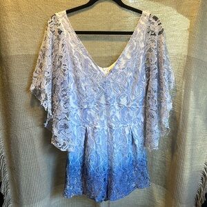 Blue Ombré Lace Knitted Romper